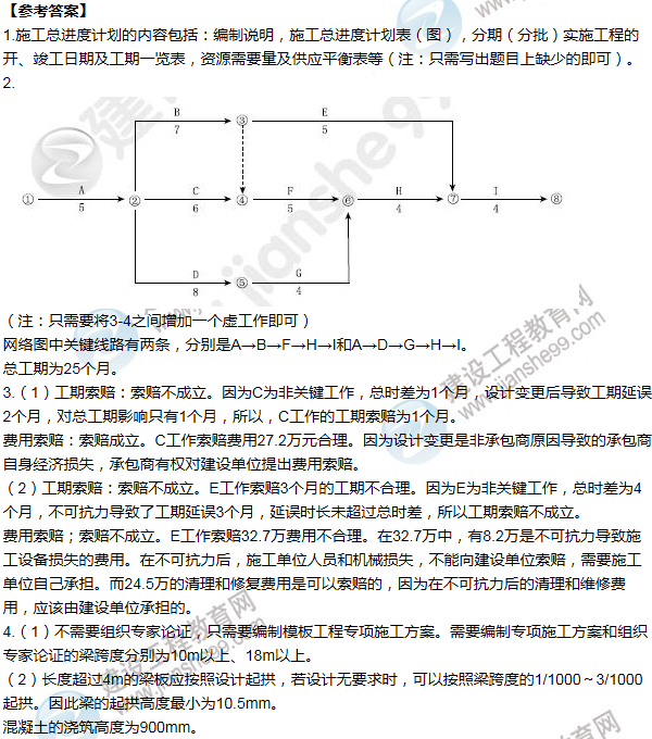 2015年一級(jí)建造師建筑工程試題及答案(案例一)