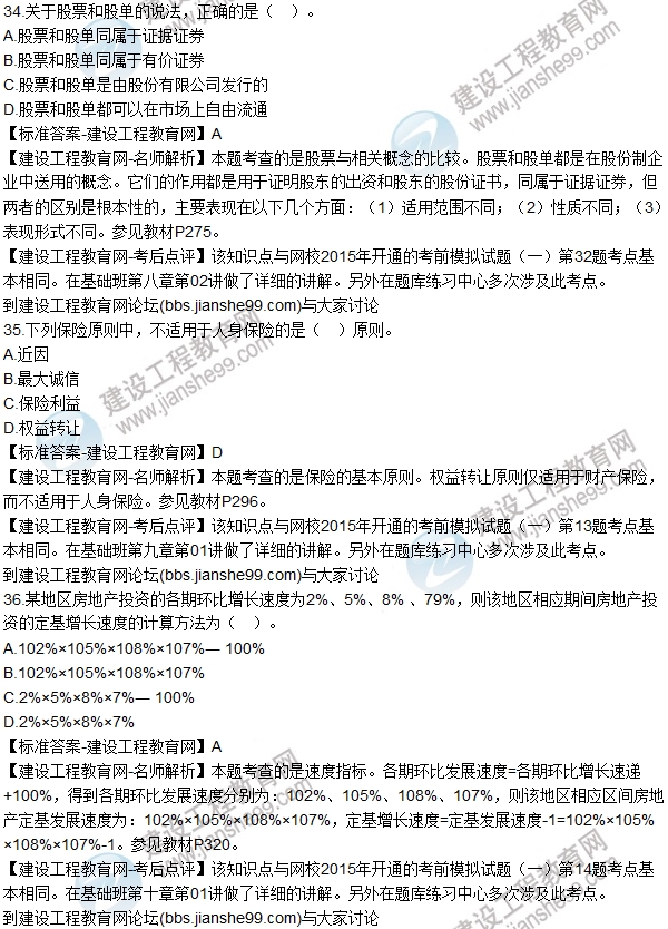 2015年房估基本制度與政策試題解析單選31-40