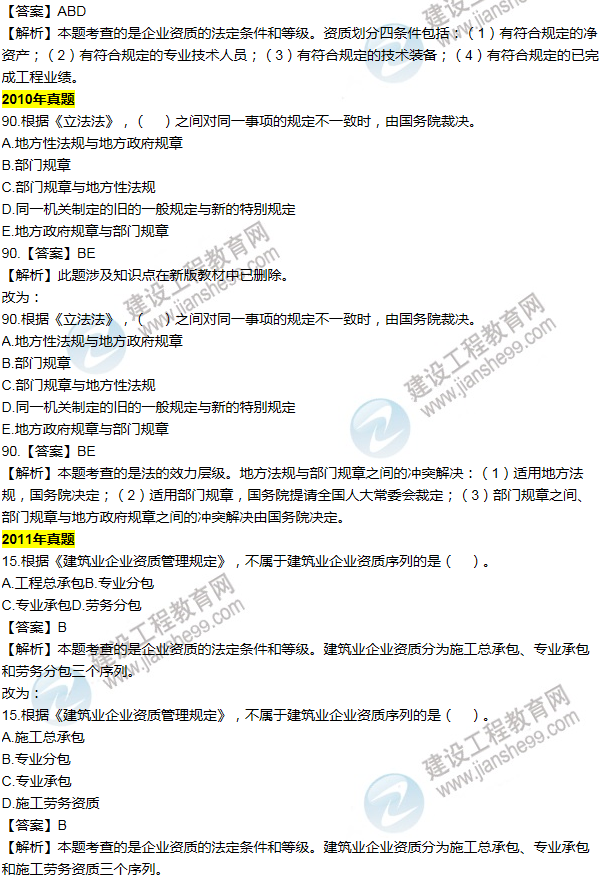 2016一建法規(guī)《歷年詳解與專家預(yù)測試卷》勘誤