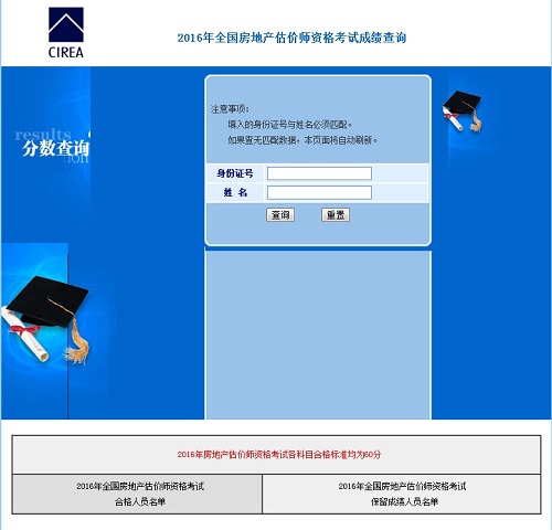 2016年房地估價師考試成績查詢?nèi)肟? width=