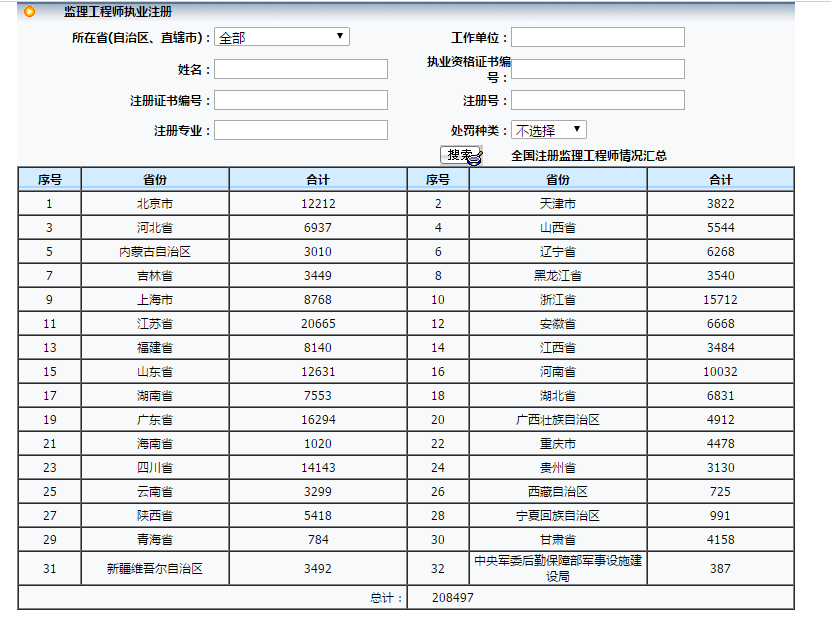 監(jiān)理工程師注冊查詢