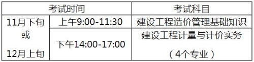 安徽省二級造價師考試時間