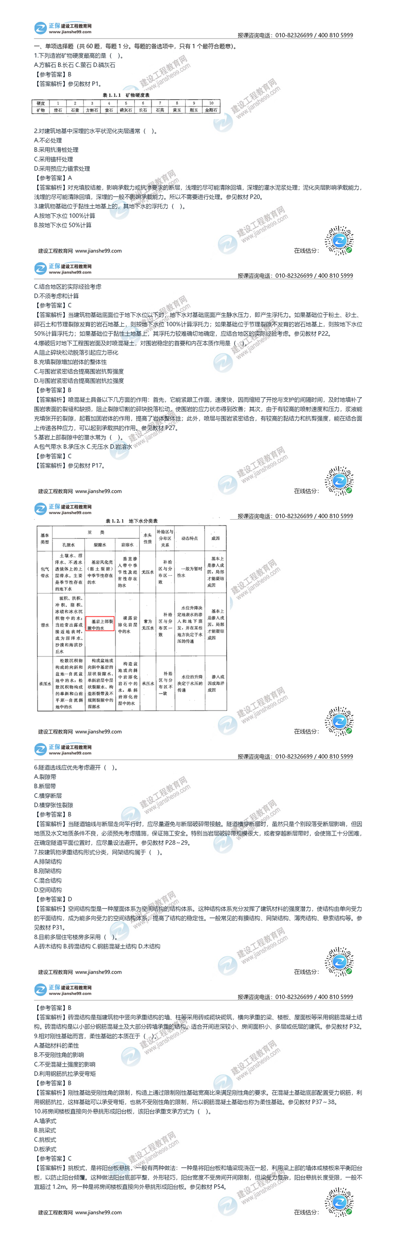 2020年《建設(shè)工程土建計(jì)量》試題答案及解析1-10_副本